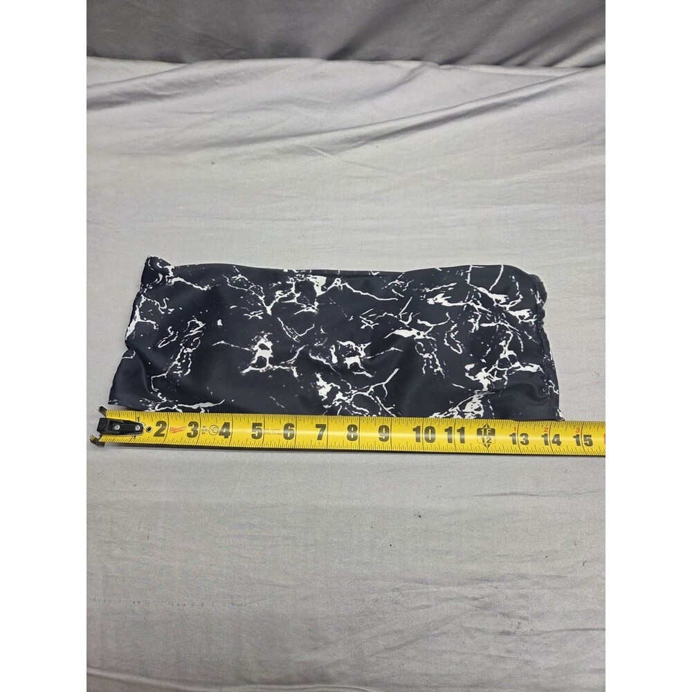 Black and white marble print strapless bandeau bikini top Large - Picture 6 of 7